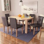 vidaXL Table et chaises 7 Pièces Cuir synthétique Chêne Marron