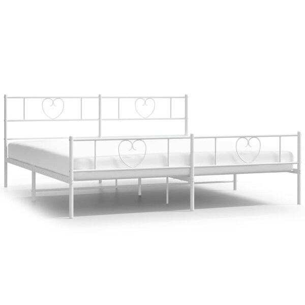 vidaXL Cadre de lit métal avec tête de lit/pied de lit blanc 183x213cm