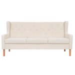 vidaXL Ensemble de canapés 3 Pièces tissu blanc crème