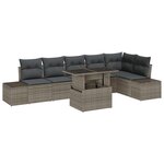 vidaXL Ensemble de canapés de jardin 7 pièces avec coussins en résine poly grise.