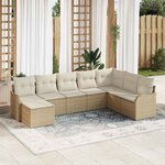 vidaXL Ensemble de canapé de jardin 8 Pièces Beige Poly rotin