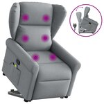 vidaXL Fauteuil de massage inclinable Gris clair Tissu