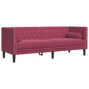 vidaXL Canapé Chesterfield avec traversins 3 places velours