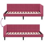 vidaXL Cadre de lit d'angle Rouge bordeaux 90 x 190 cm Velours