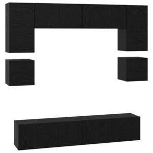 vidaXL Ensemble meuble TV 8 Pièces Chêne noir Bois d'ingénierie