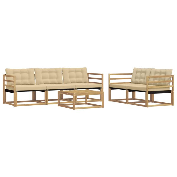 vidaXL Ensemble de canapés d'extérieur 6 pc Blanc et Beige