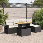 vidaXL Salon de jardin 6 Pièces avec coussins noir résine tressée