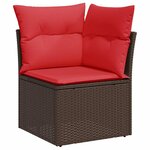 vidaXL Salon de jardin 10 Pièces et coussins marron résine tressée acacia