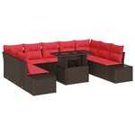 vidaXL Ensemble de canapé de jardin 10 Pièces Marron et rouge