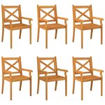 vidaXL Chaises à manger d'extérieur lot de 6 Bois d'acacia massif