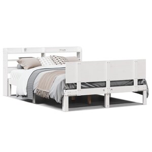 vidaXL Cadre de lit avec tête de lit sans matelas blanc 120x200 cm