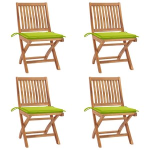 vidaXL Chaises pliables de jardin avec coussins lot de 4 Teck solide