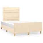 vidaXL Cadre de lit avec tête de lit crème 120x190 cm tissu