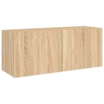 vidaXL Meuble TV mural avec lumières LED chêne sonoma 100x35x41 cm