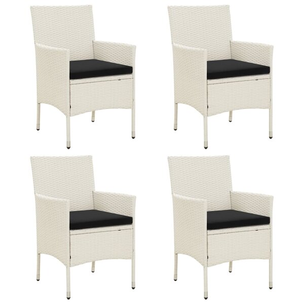 vidaXL Chaises de jardin avec coussins lot de 4 Résine tressée Blanc