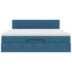 vidaXL Cadre de lit ottoman avec matelas bleu foncé 200x200 cm velours