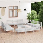 vidaXL Salon de jardin 13 Pièces Blanc Bois de pin massif