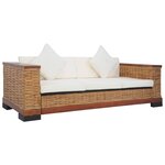 vidaXL Ensemble de canapés 2 Pièces avec coussins Marron Rotin naturel
