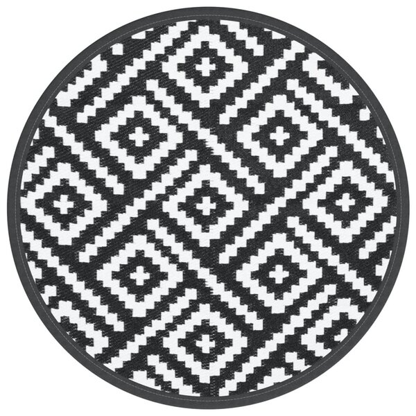 vidaXL Tapis d'extérieur ARAKIL blanc et noir Ø160 cm PP