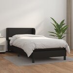 vidaXL Sommier à lattes de lit avec matelas Noir 100x200 cm Similicuir