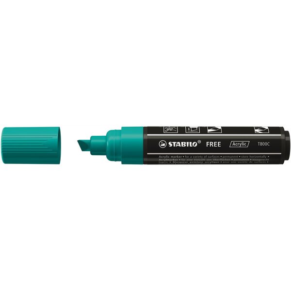 Marqueur pointe large FREE acrylic T800C vert turquoise STABILO