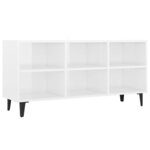 vidaXL Meuble TV avec pieds en métal Blanc brillant 103 5x30x50 cm