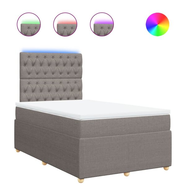 vidaXL Sommier à lattes de lit avec matelas Taupe 120x200 cm Tissu