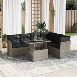 vidaXL Salon de jardin avec coussins 7 Pièces gris résine tressée