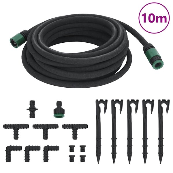 vidaXL Tuyau d'arrosage de jardin noir 0 6" 10 m caoutchouc