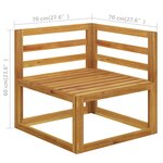 Vidaxl canapé d'angle sectionnel et coussin blanc crème bois d'acacia