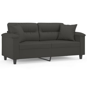 vidaXL Canapé 2 places avec oreillers et coussins Gris foncé 140 cm