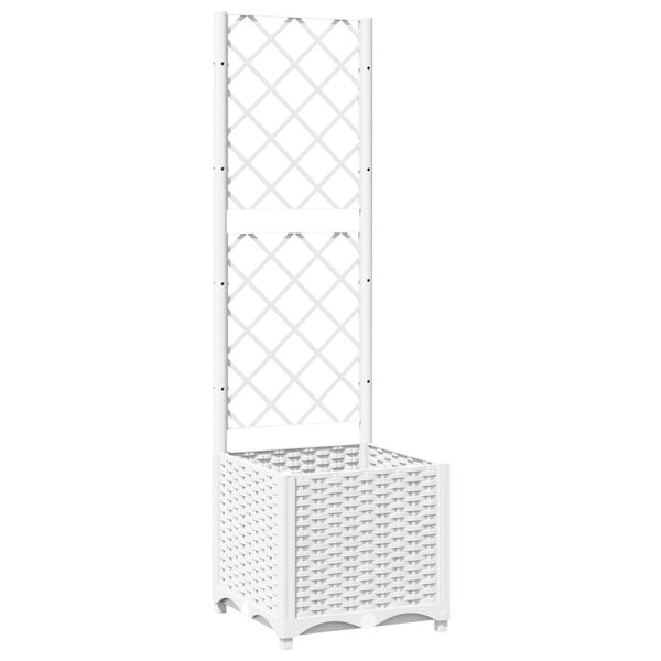 vidaXL Jardinière avec treillis Blanc 40x40x136 cm PP
