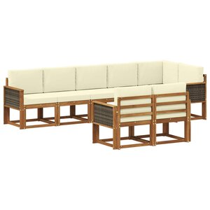 vidaXL Ensemble de canapés d'extérieur 8 pc Naturel et Crème Polyester