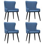 vidaXL Chaises à manger lot de 4 bleu tissu
