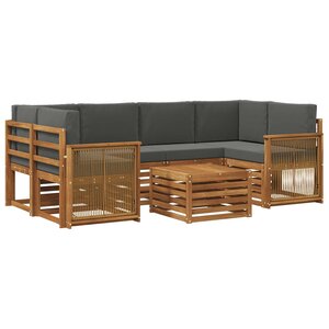 vidaXL Ensemble de canapés d'extérieur 7 pc Naturel et Anthracite