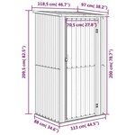 Vidaxl abri de jardin anthracite 118 5x97x209 5 cm acier galvanisé
