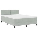 Lit à ressort vidaXL avec matelas Gris clair 140x190 cm Velours
