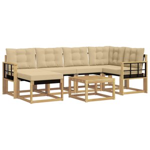 vidaXL Ensemble de canapés d'extérieur 7 Pièces Blanc et Beige