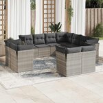 vidaXL Salon de jardin 11 Pièces avec coussins gris clair résine tressée