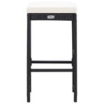 vidaXL Ensemble de bar de jardin 7 Pièces avec coussins poly rotin noir