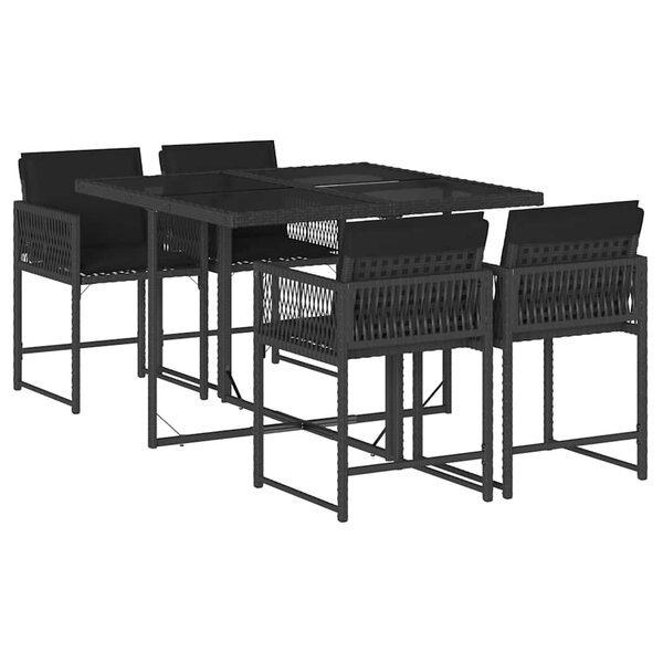 vidaXL Ensemble à manger de jardin coussins 5Pièces Noir Résine tressée