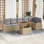 vidaXL Ensemble de canapé de jardin 7 Pièces beige et gris clair