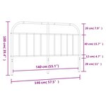 vidaXL Tête de lit métal noir 140 cm