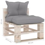 vidaXL Canapé de milieu palette de jardin avec coussins Bois de pin