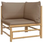 vidaXL Salon de jardin 4 Pièces avec coussins taupe bambou