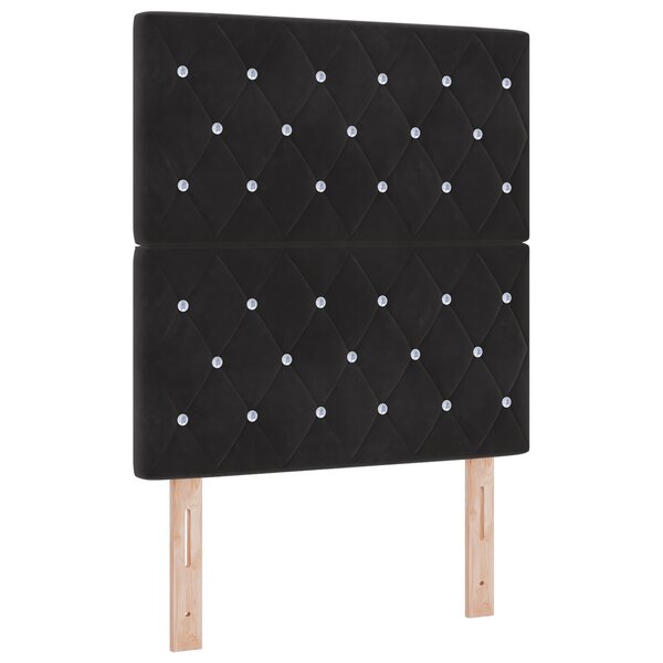 Lit Box Spring vidaXL avec Matelas et LED Noir 80x200 cm Velours