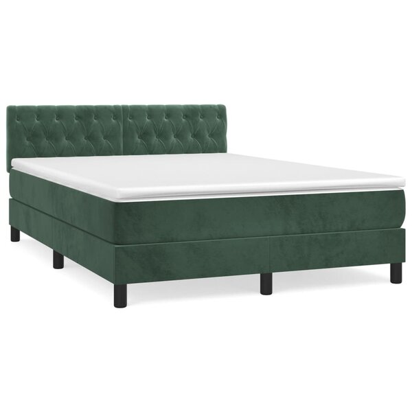 vidaXL Sommier à lattes de lit et matelas Vert foncé 140x190cm Velours