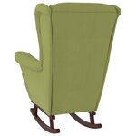 vidaXL Fauteuil à bascule et pieds en bois d'hévéa Vert clair Velours