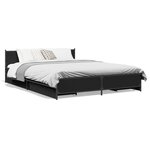 vidaXL Cadre de lit avec tiroirs sans matelas noir 135x190 cm