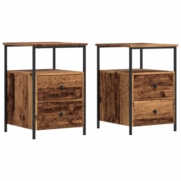 vidaXL Tables de chevet 2 Pièces vieux bois 34x35 5x50 cm bois ingénierie